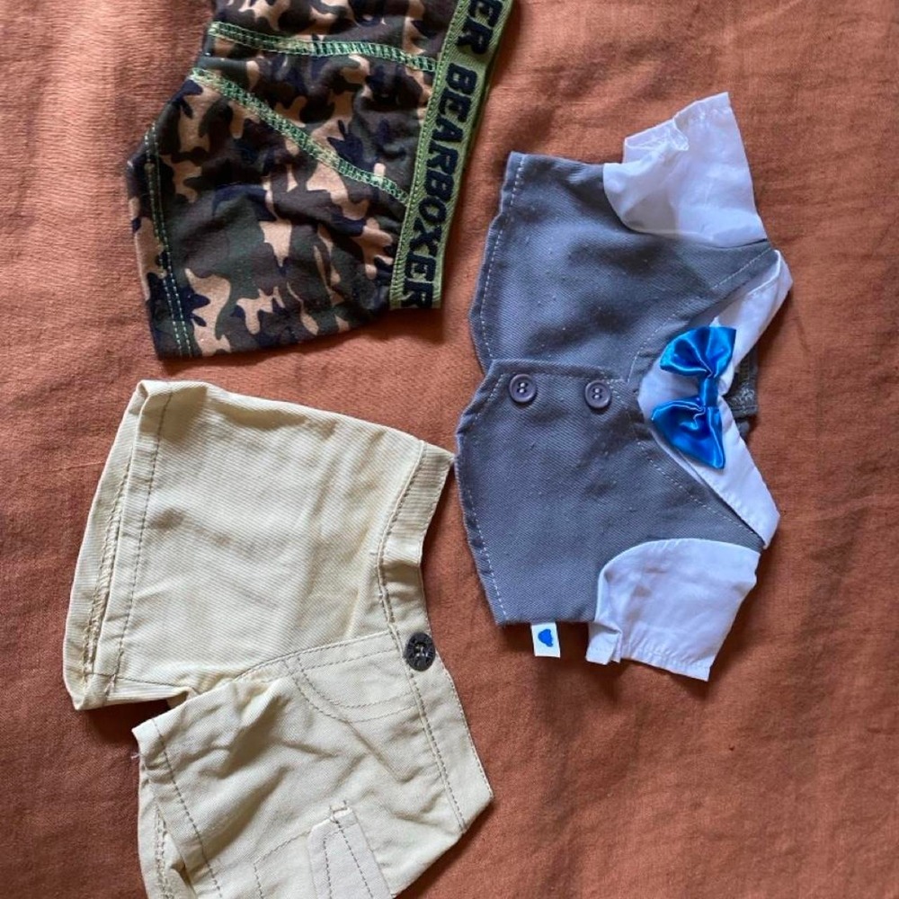 Build-A-Bear Stuffed Animal Clothes - Vest, Bowtie, Shorts, Camo Pants